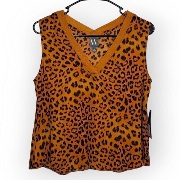 Worthington V Neck Animal Print Sleeveless Blouse size Small Petite NWT - Picture 1 of 6